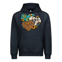 Navy cowhide leopard hearts Urban Hoodie - OliviaCreatesArt