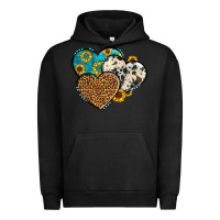 Pigment Black cowhide leopard hearts Urban Hoodie - OliviaCreatesArt