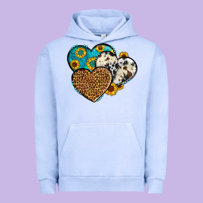 Cowhide Leopard Hearts Urban Hoodie Designed By Oliviacreatesart