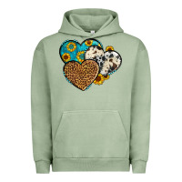 Pigment Oil Green cowhide leopard hearts Urban Hoodie - OliviaCreatesArt