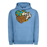 Pigment Pebble Blue cowhide leopard hearts Urban Hoodie - OliviaCreatesArt