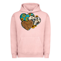 Pigment Salmon cowhide leopard hearts Urban Hoodie - OliviaCreatesArt
