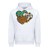 White cowhide leopard hearts Urban Hoodie - OliviaCreatesArt