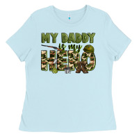 Baby Blue my daddy is my hero army Ladies Tee - Zillion Design Studio