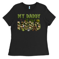 Black my daddy is my hero army Ladies Tee - Zillion Design Studio