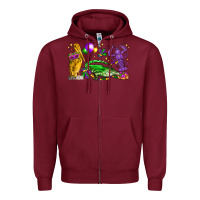 Burgundy mardi gras pelican alligator and crawfish Zipper Hoodie - LillyAllenDesigns