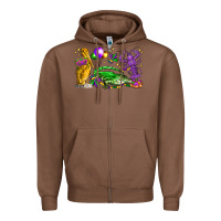 Chestnut mardi gras pelican alligator and crawfish Zipper Hoodie - LillyAllenDesigns