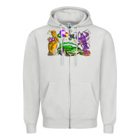 Dove Grey mardi gras pelican alligator and crawfish Zipper Hoodie - LillyAllenDesigns