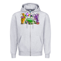 Heather Grey mardi gras pelican alligator and crawfish Zipper Hoodie - LillyAllenDesigns