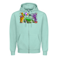 Seafoam mardi gras pelican alligator and crawfish Zipper Hoodie - LillyAllenDesigns