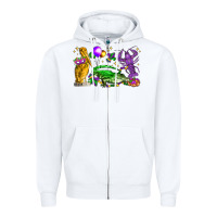 White mardi gras pelican alligator and crawfish Zipper Hoodie - LillyAllenDesigns