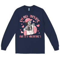 Navy dead inside but it's valentine's Long Sleeve Tee - MaliasSmallBusiness