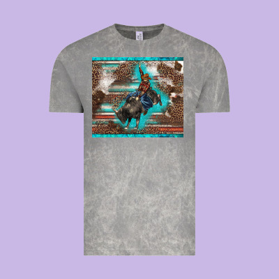 Western Rodeo Bullfighter Serape Leopards Turquoise's Gliterrs Vintage Tee Designed By Barkaloodesign