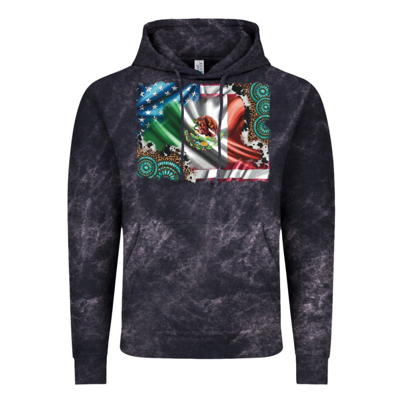Usa And Mexico Flag With Leopard Cowhide And Gemstone Background Vintage Hoodie by Artiststas | Teevron