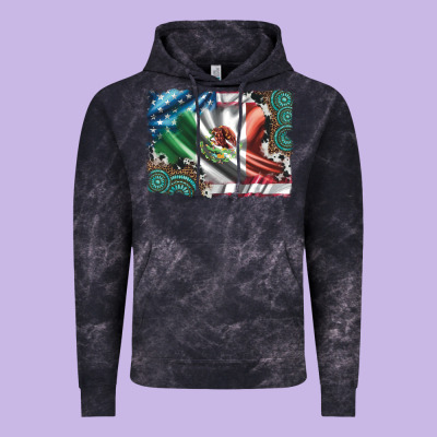 Usa And Mexico Flag With Leopard Cowhide And Gemstone Background Vintage Hoodie Designed By Artiststas
