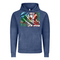 Vintage Denim usa and mexico flag with leopard cowhide and gemstone background Vintage Hoodie - Artiststas
