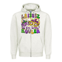 Oatmeal Heather laissez les bon temps rouler Zipper Hoodie - LillyAllenDesigns