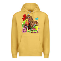 Antique Gold Black woman Autism nails Premium Hoodie - NancyCooperArtShop