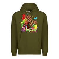 Army Green Black woman Autism nails Premium Hoodie - NancyCooperArtShop