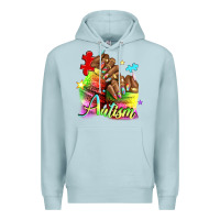 Blue Mist Black woman Autism nails Premium Hoodie - NancyCooperArtShop