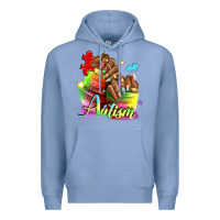 Colony Blue Black woman Autism nails Premium Hoodie - NancyCooperArtShop