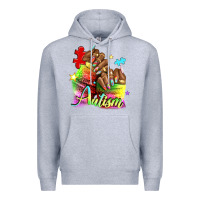 Heather Grey Black woman Autism nails Premium Hoodie - NancyCooperArtShop