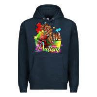 Navy Black woman Autism nails Premium Hoodie - NancyCooperArtShop