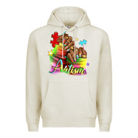Oatmeal Heather Black woman Autism nails Premium Hoodie - NancyCooperArtShop