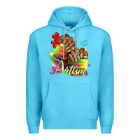 Ocean Blue Black woman Autism nails Premium Hoodie - NancyCooperArtShop