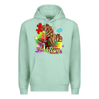 Seafoam Black woman Autism nails Premium Hoodie - NancyCooperArtShop