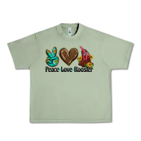 Oil Green peace love rooster Urban Heavy Tee - BarkalooDesign