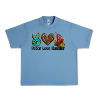 Pebble Blue peace love rooster Urban Heavy Tee - BarkalooDesign