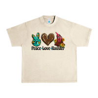 Sandshell peace love rooster Urban Heavy Tee - BarkalooDesign
