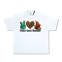 White peace love rooster Urban Heavy Tee - BarkalooDesign