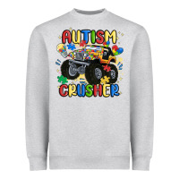 Heather Grey autism crusher Heavyweight Sweatshirt - MaliasSmallBusiness