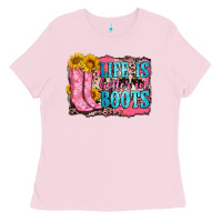 Bubblegum Pink life is better in boots Ladies Tee - Zillion Design Studio