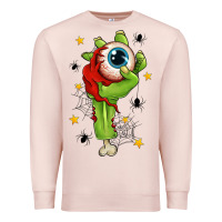 Pale Pink Zombie Hand with Eyeball Premium Sweatshirt - texasbilliewilder