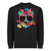 Black autism awareness bear Heavyweight Sweatshirt - MaliasSmallBusiness