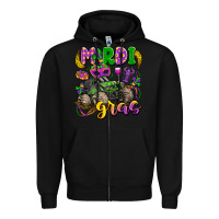 Black mardi gras monster truck Zipper Hoodie - LillyAllenDesigns
