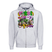 Heather Grey mardi gras monster truck Zipper Hoodie - LillyAllenDesigns