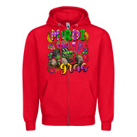 Red mardi gras monster truck Zipper Hoodie - LillyAllenDesigns