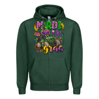 Sports Green mardi gras monster truck Zipper Hoodie - LillyAllenDesigns
