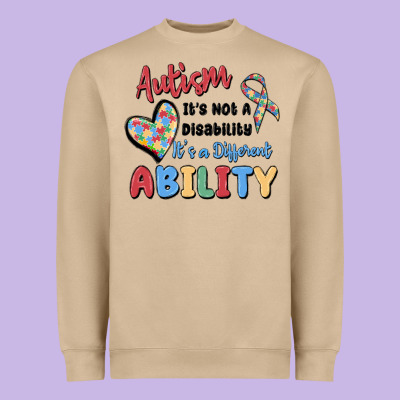 Autism It's Not A Disability It's A Different Abil Heavyweight Sweatshirt Designed By Maliassmallbusiness