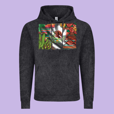 Mexico Flag Sunflowers Roses And Cactus With Serape Aztec And Leopard Vintage Hoodie Designed By Artiststas
