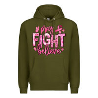 Army Green pray fight believe breast cancer Premium Hoodie - texasbilliewilder