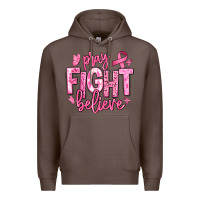 Coffee pray fight believe breast cancer Premium Hoodie - texasbilliewilder