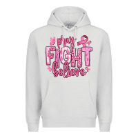 Dove Grey pray fight believe breast cancer Premium Hoodie - texasbilliewilder