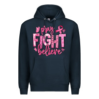 Navy pray fight believe breast cancer Premium Hoodie - texasbilliewilder