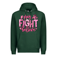 Sports Green pray fight believe breast cancer Premium Hoodie - texasbilliewilder