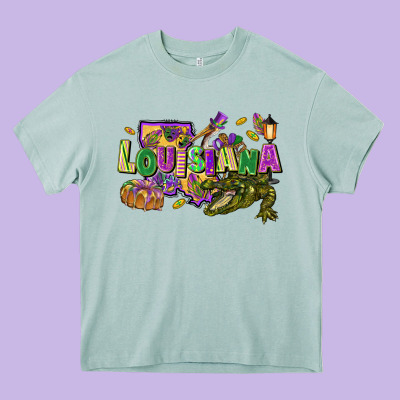 Louisiana Mardi Gras Heavy Core Tee Designed By Fadigitalartstudio